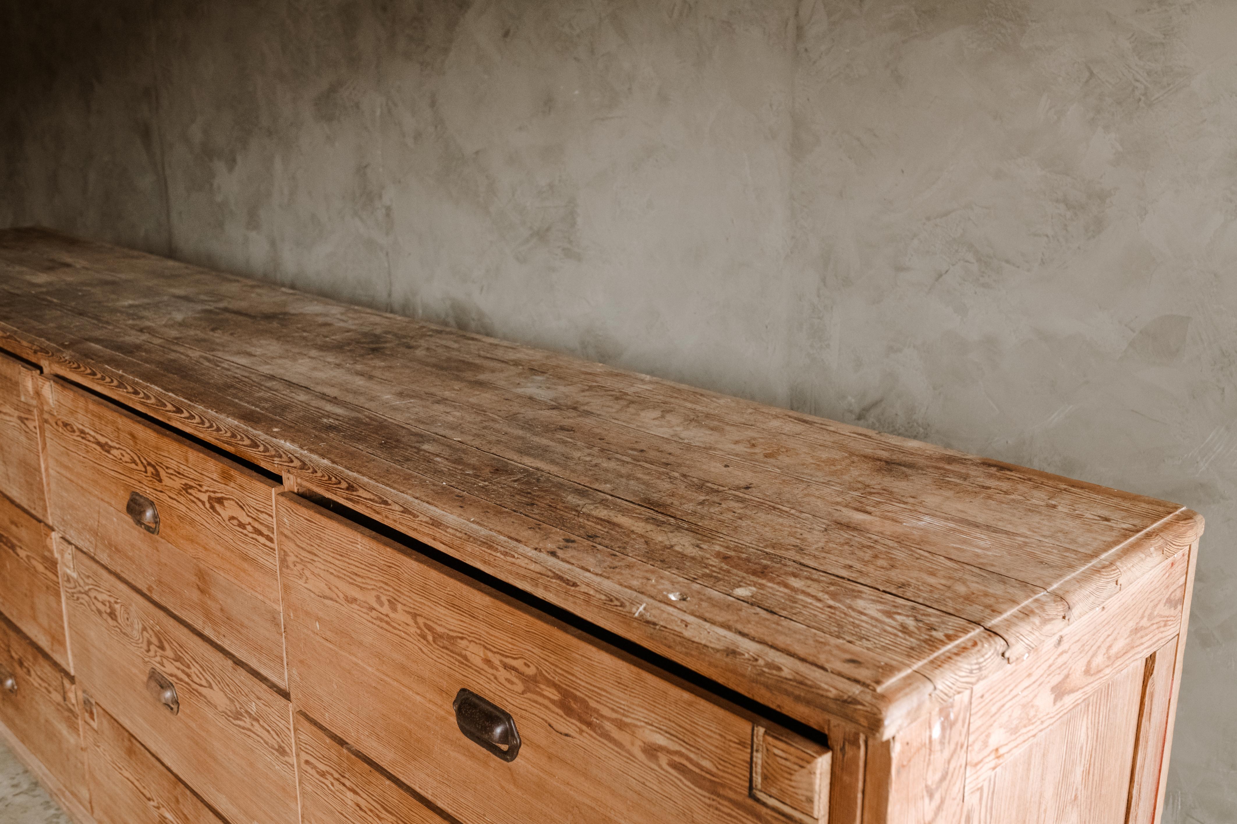 Large Pine Chest of Drawers from France, Circa 1950 In Good Condition In Nashville, TN