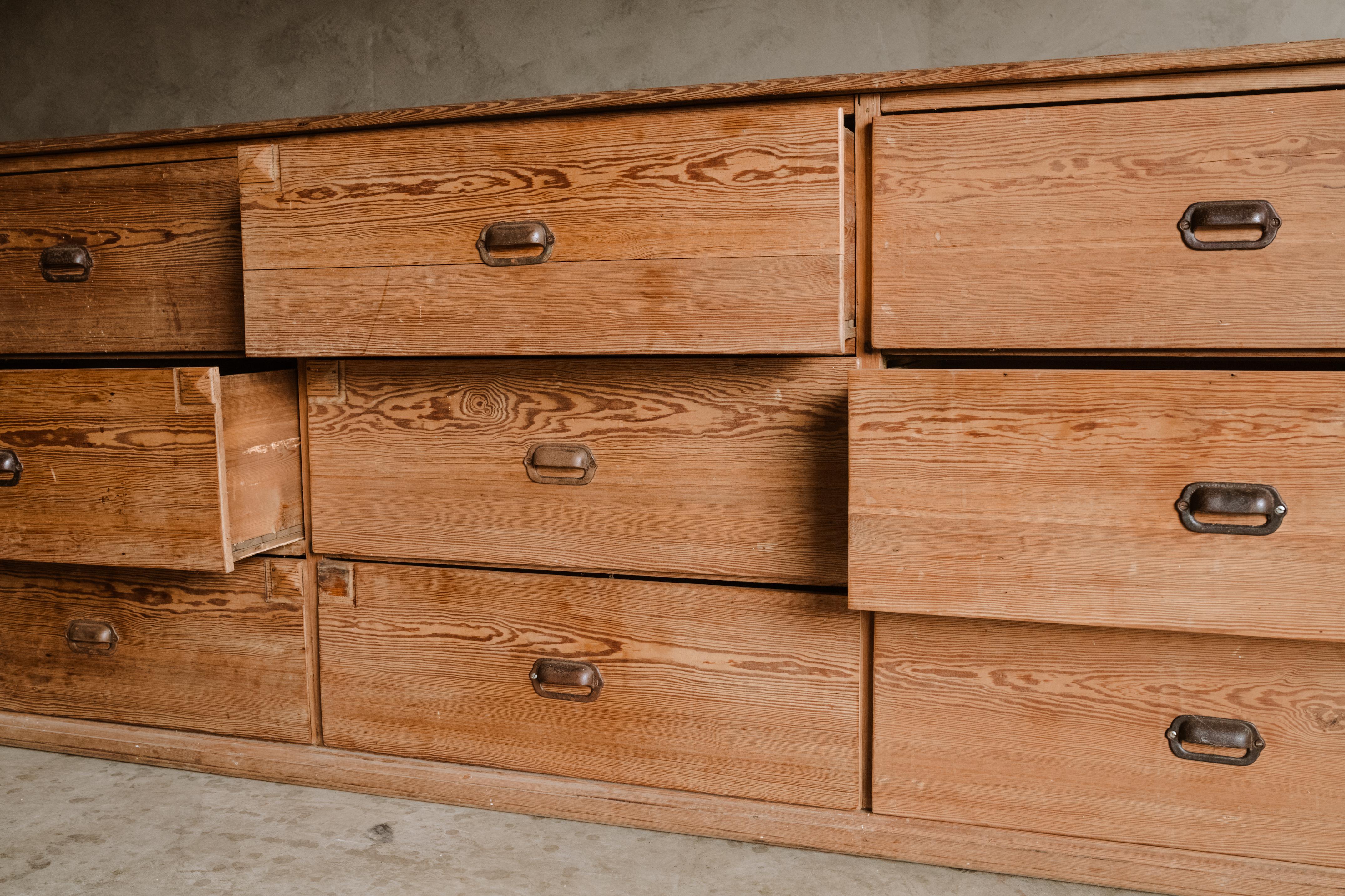 Mid-20th Century Large Pine Chest of Drawers from France, Circa 1950