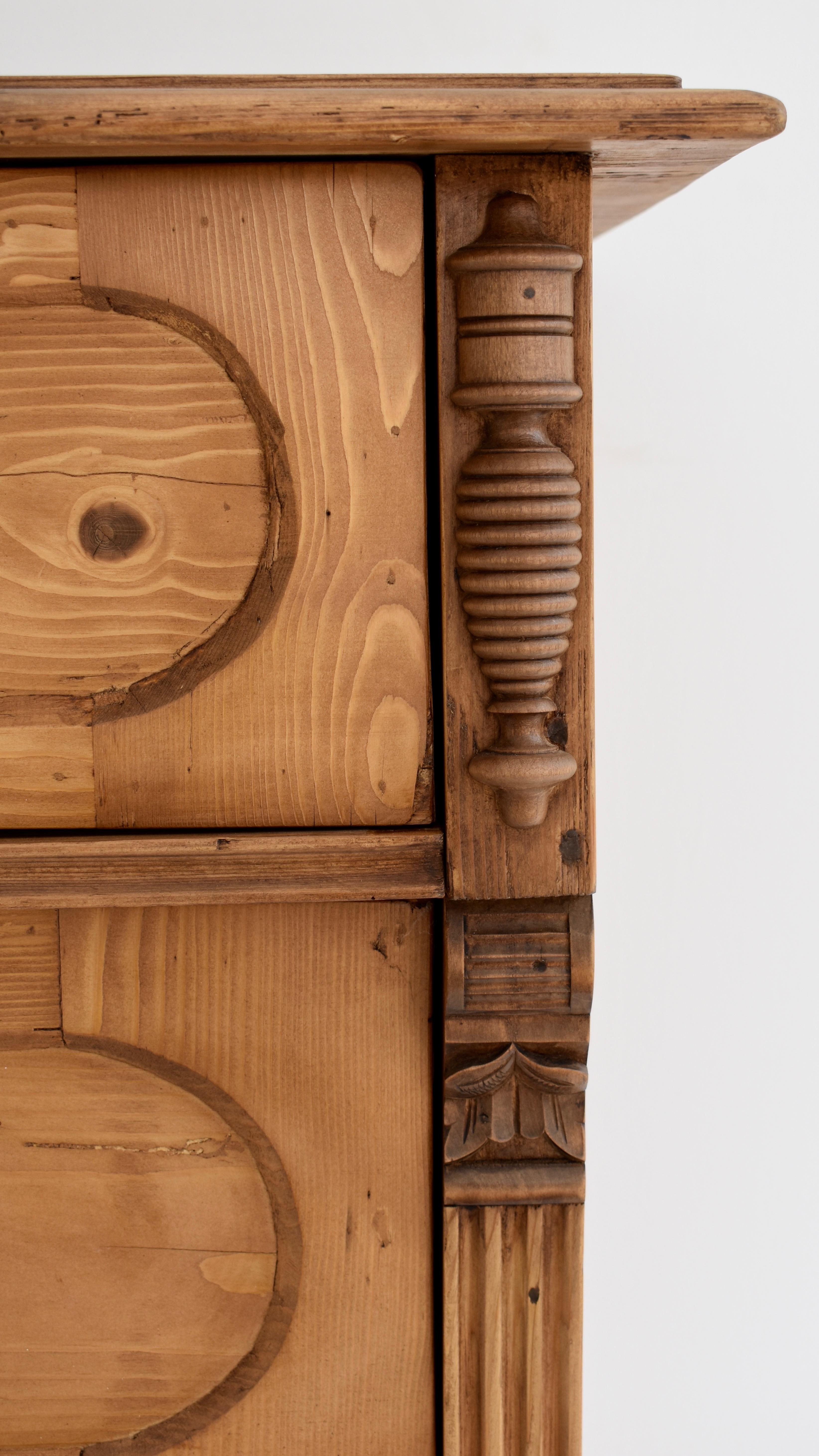 19th Century Large Pine Chest of Five Drawers