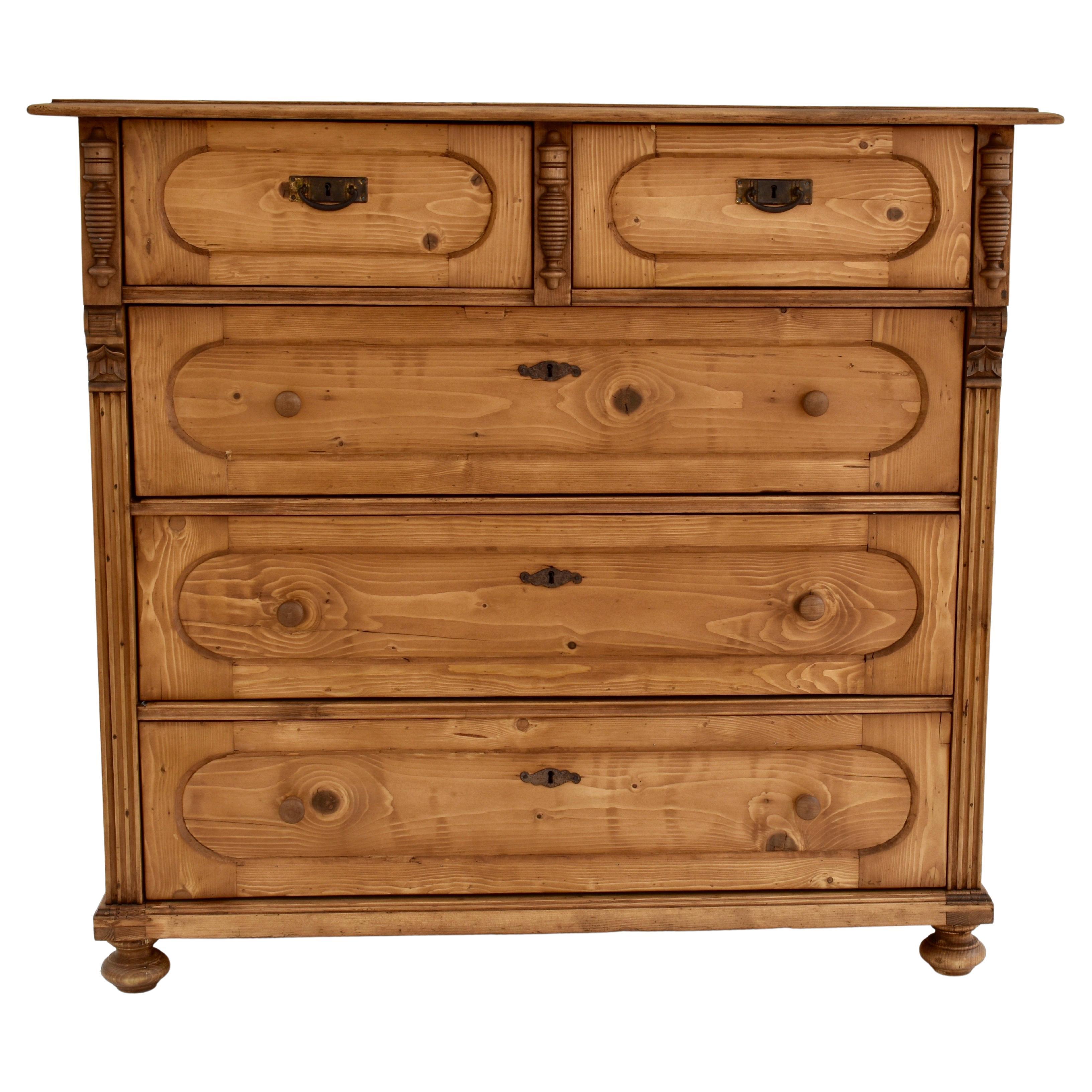 Large Pine Chest of Five Drawers