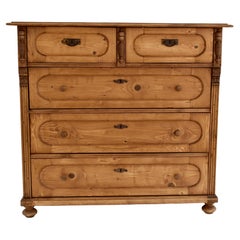 Large Pine Chest of Five Drawers