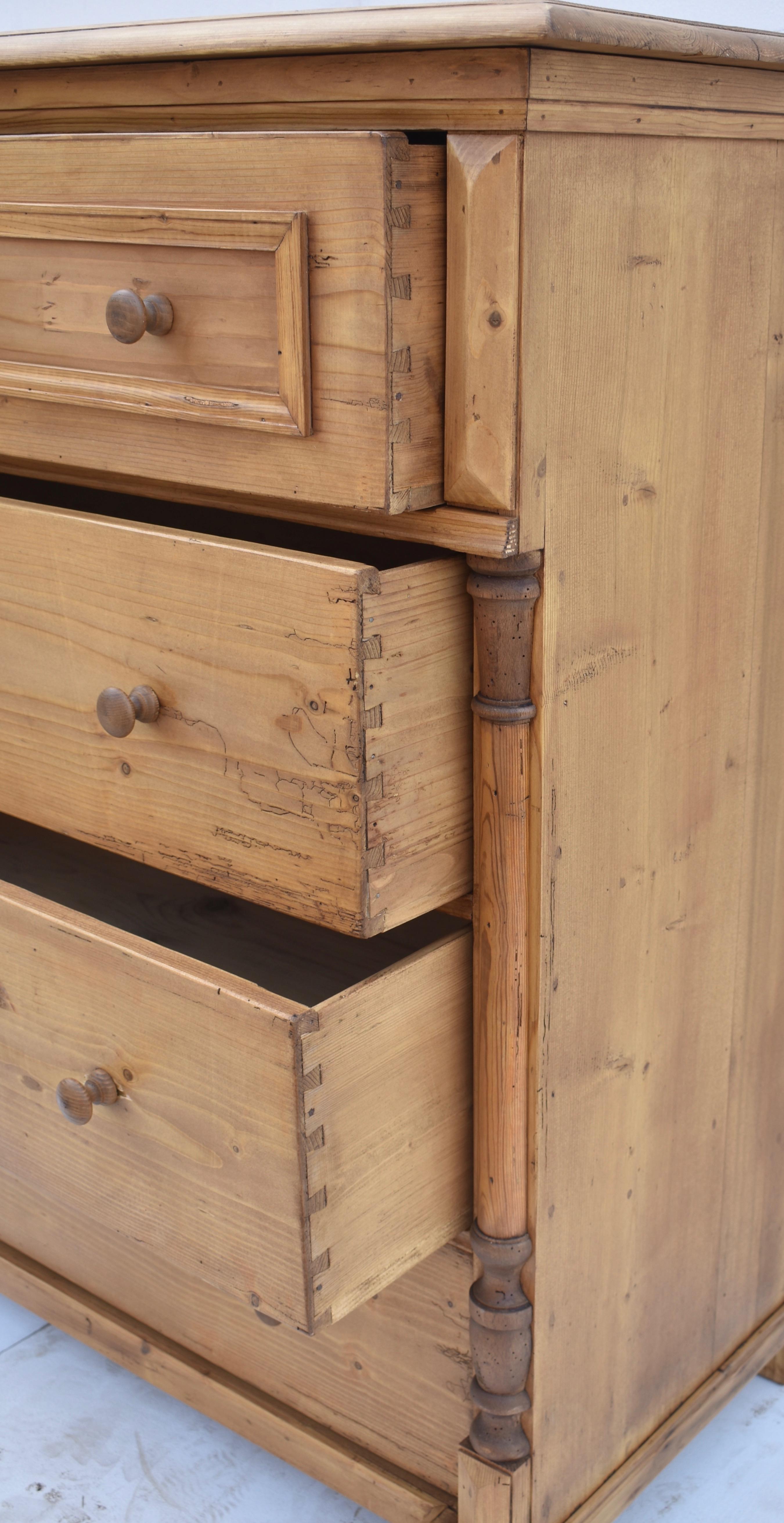 Large Pine Chest of Four Drawers 6