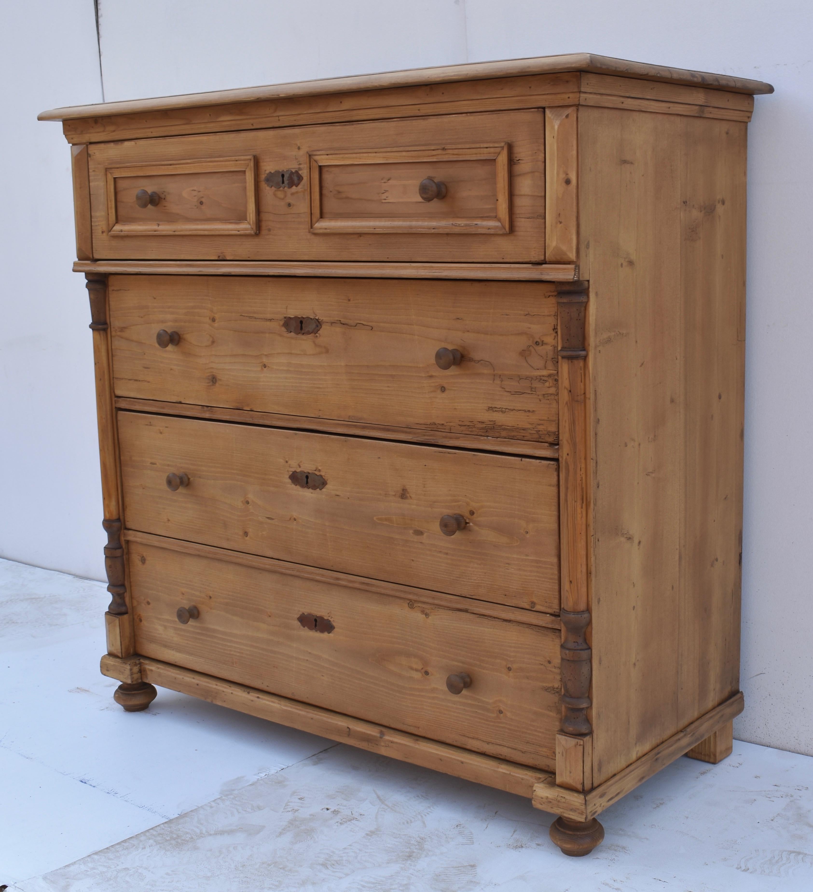 Large Pine Chest of Four Drawers In Good Condition In Baltimore, MD