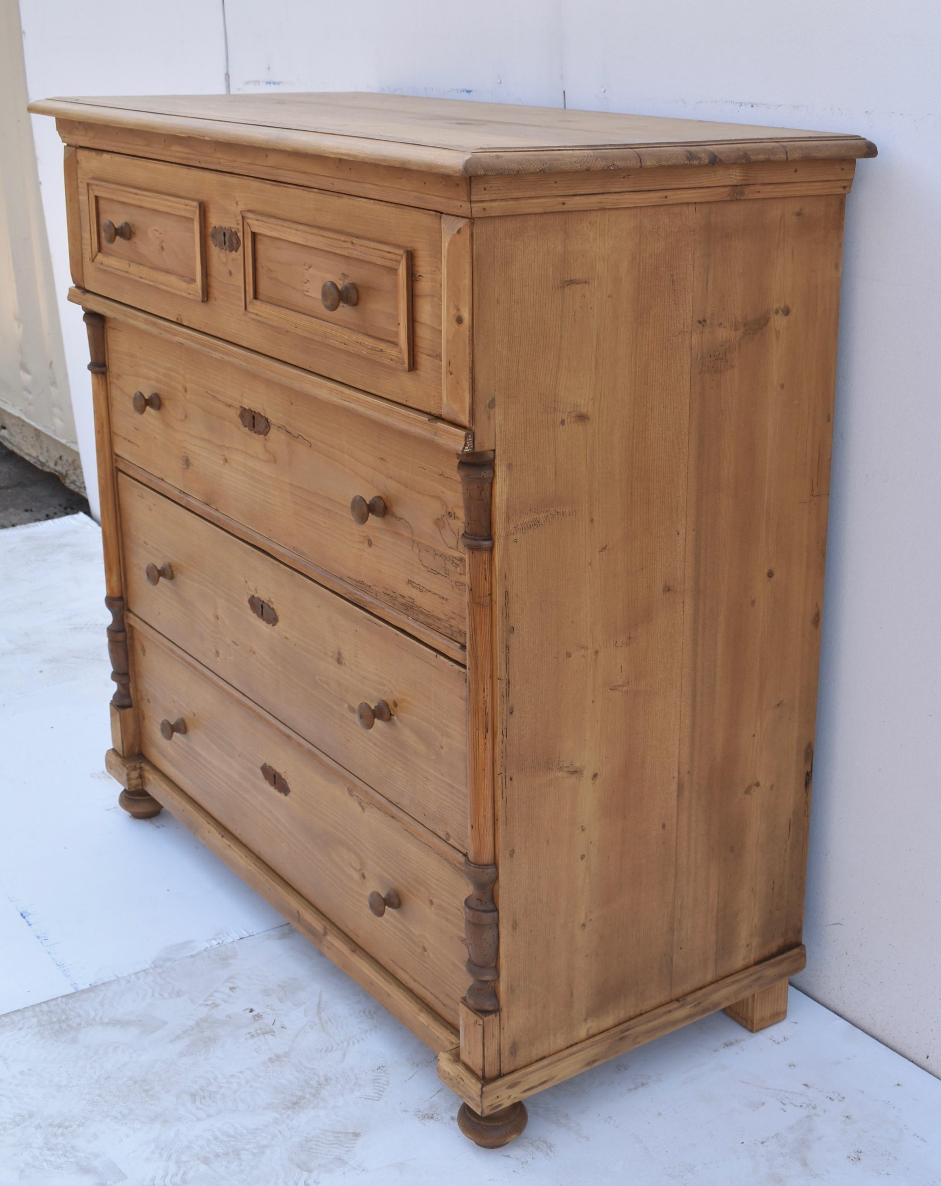 19th Century Large Pine Chest of Four Drawers