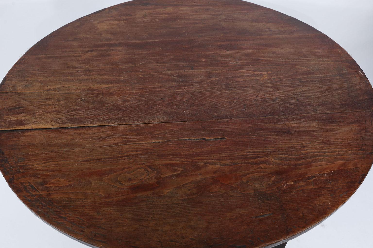 English Large Pine Cricket Table Painted Dark Brown