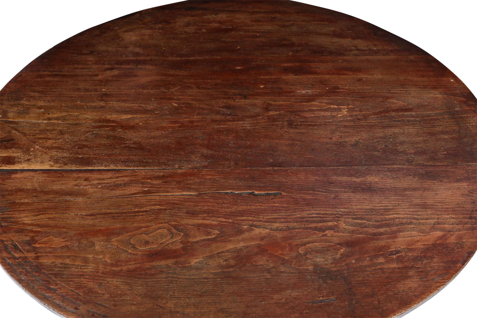 Mid-19th Century Large Pine Cricket Table Painted Dark Brown
