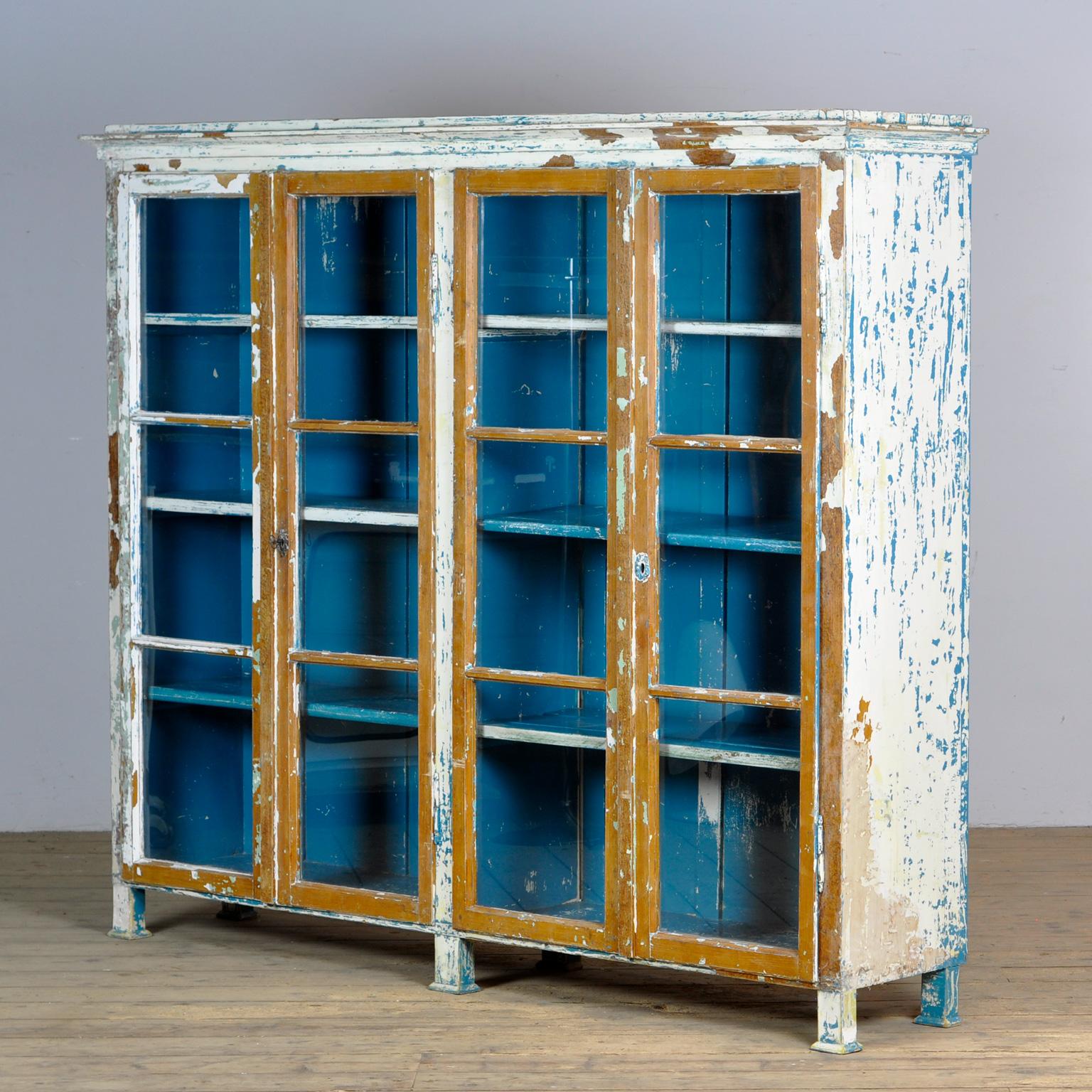 Rustic Large pine display cabinet, 1930’s