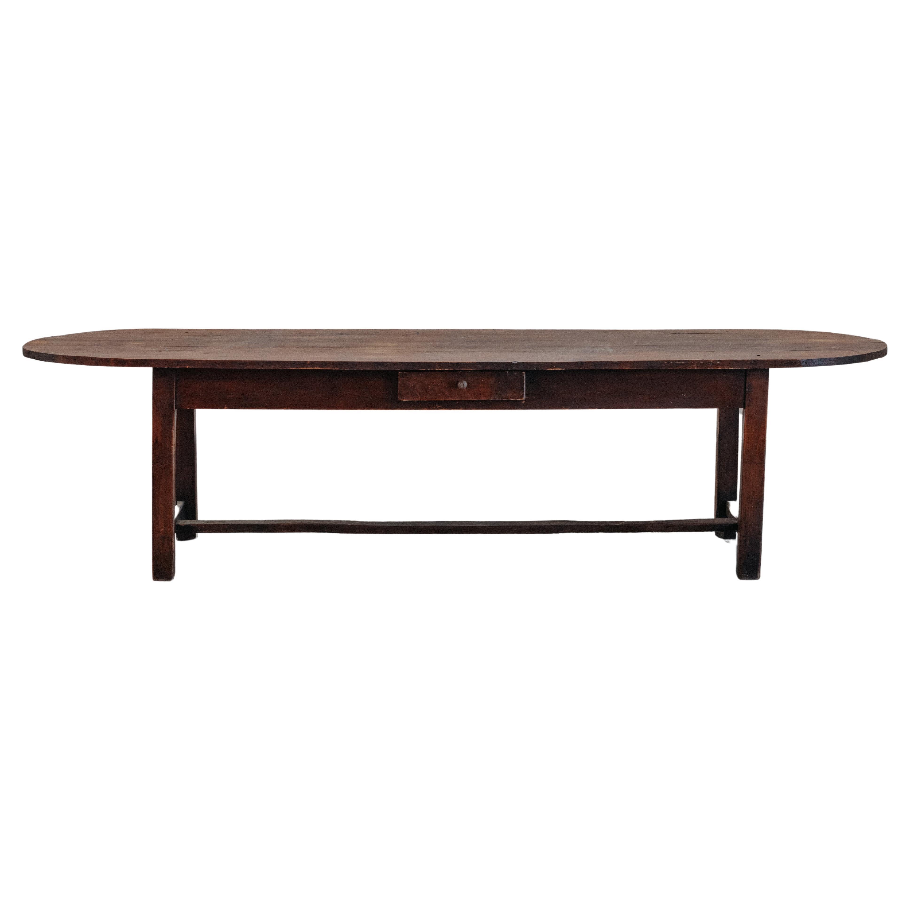 Large Pine Farm Table From France, Circa 1900