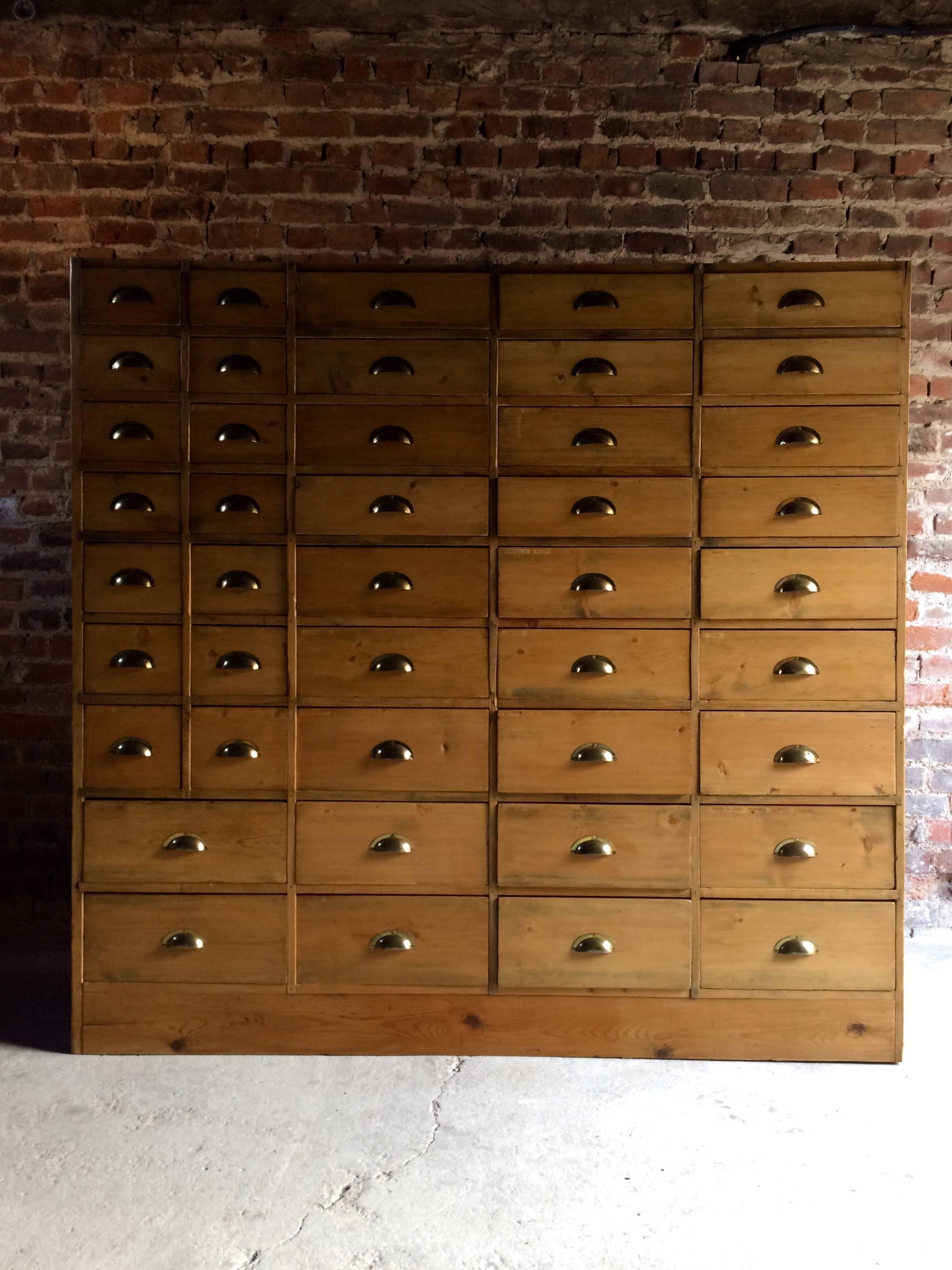 20th Century Large Pine Haberdashery Chest of Drawers Industrial Dresser