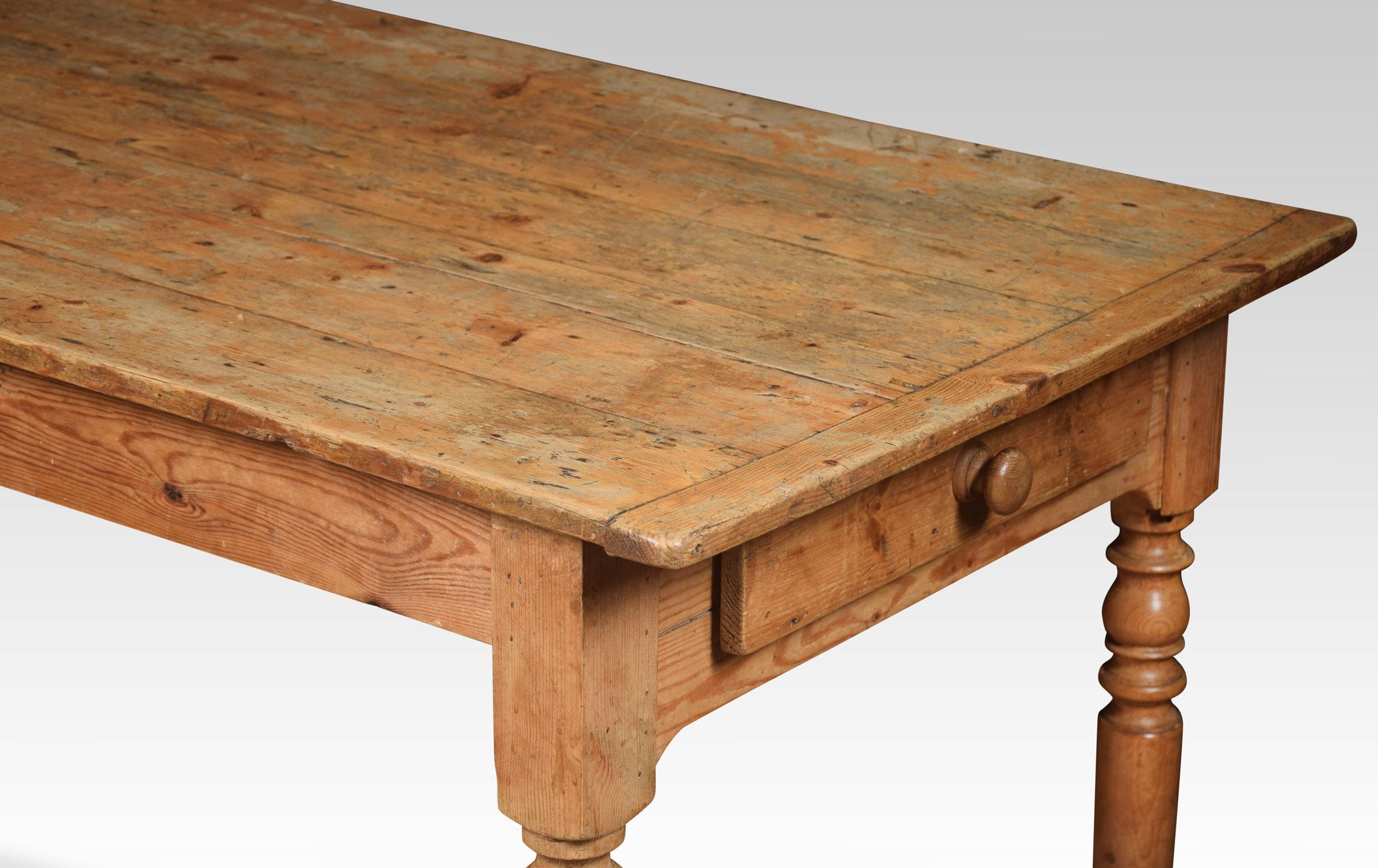 Large pine kitchen dining refectory table In Distressed Condition In Cheshire, GB