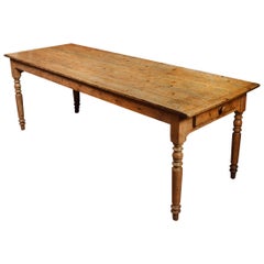 Antique Large pine kitchen dining refectory table