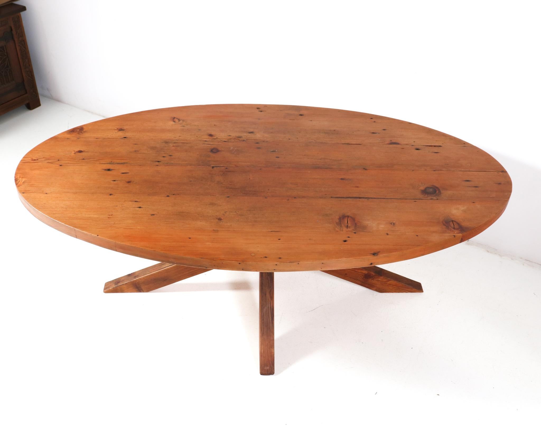 Large Pine Mid-Century Modern Dining Room Table, 1970s In Good Condition In Amsterdam, NL