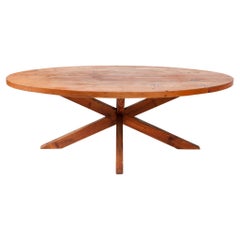 Large Pine Mid-Century Modern Dining Room Table, 1970s