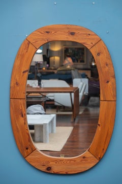 Large Pine Oval Wall Mirror by Glas Master for Markyrd, Sweden