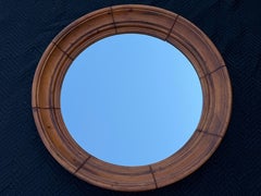 Large Pine Porthole Mirror Ca' 1980's