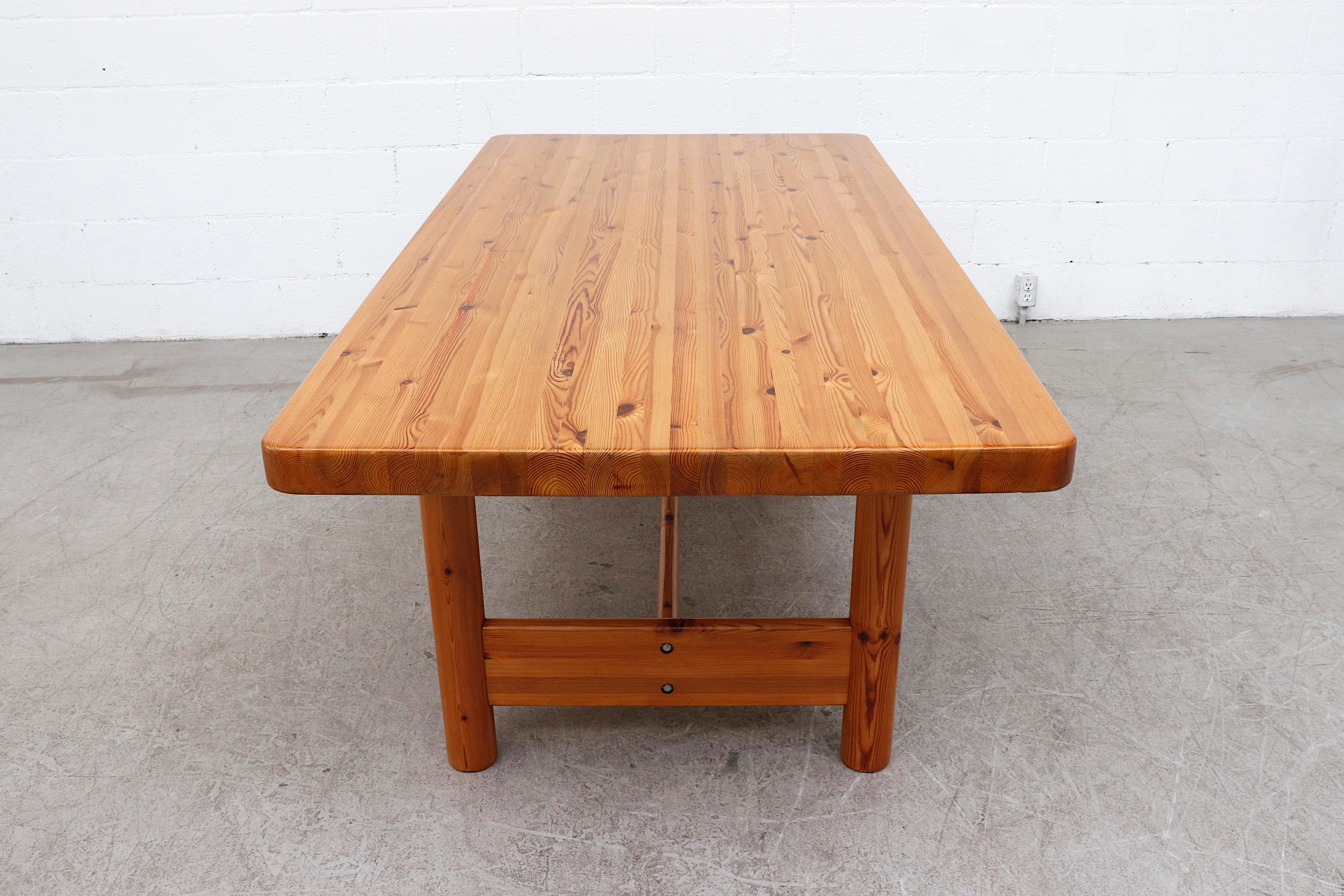 Danish Large Pine Rainer Daumiller Dining Table with Trestle Base