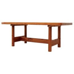 Large Pine Rainer Daumiller Dining Table with Trestle Base