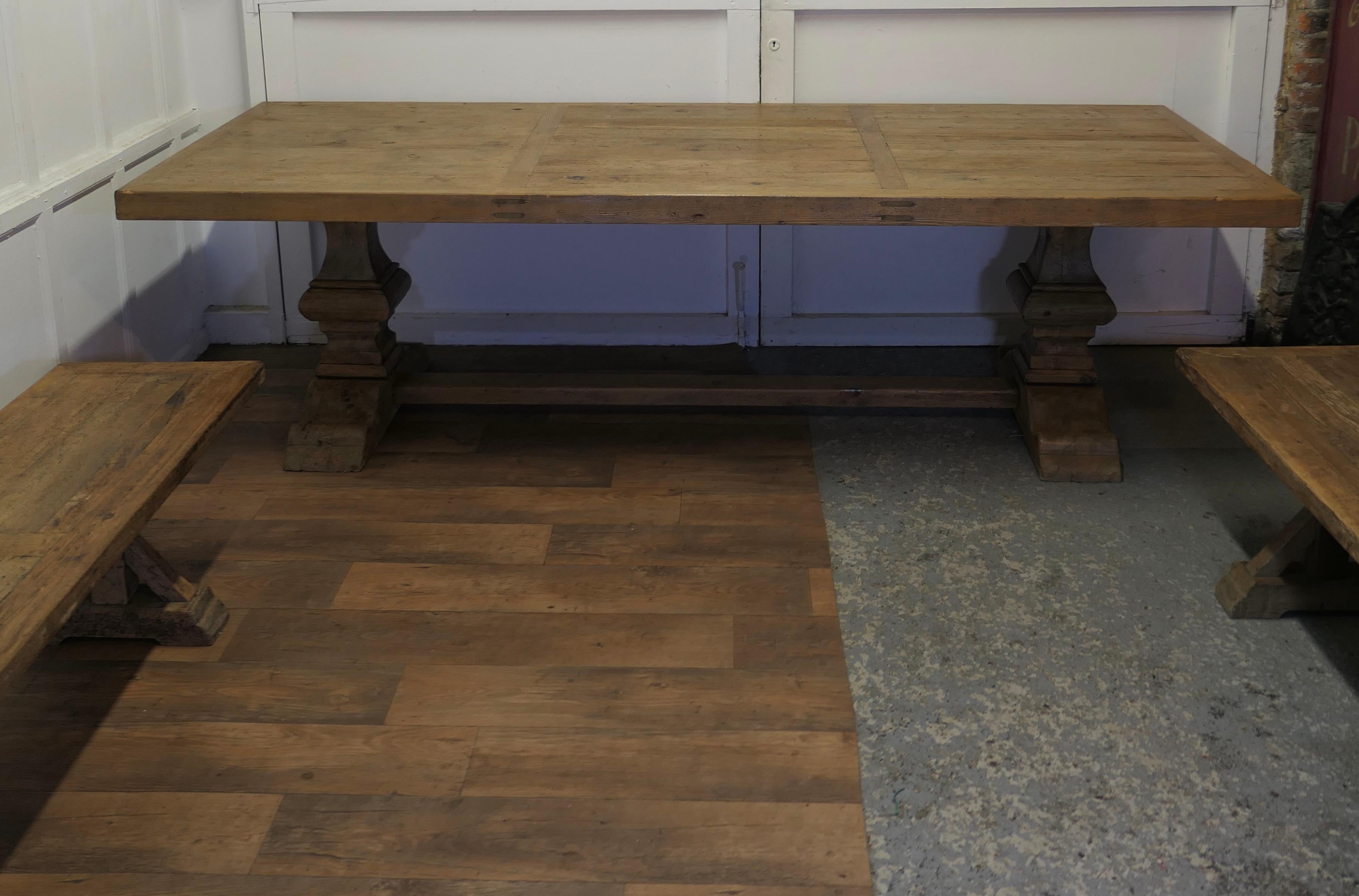 Large Pine Refectory Table With Matching Benches    For Sale 7