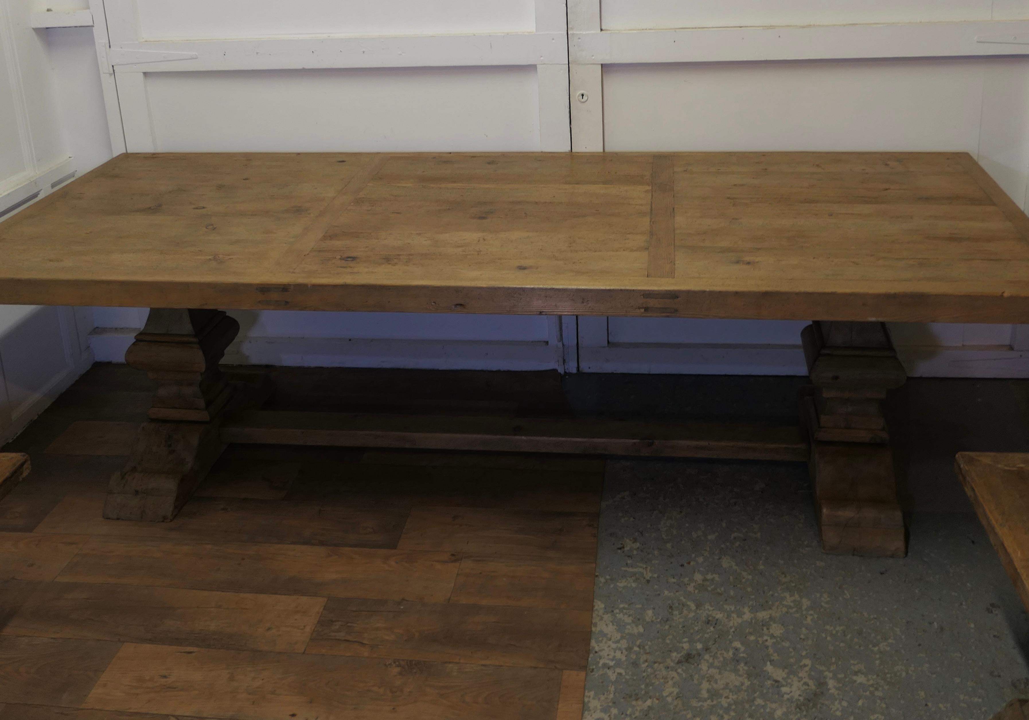 Large Pine Refectory Table With Matching Benches    For Sale 8