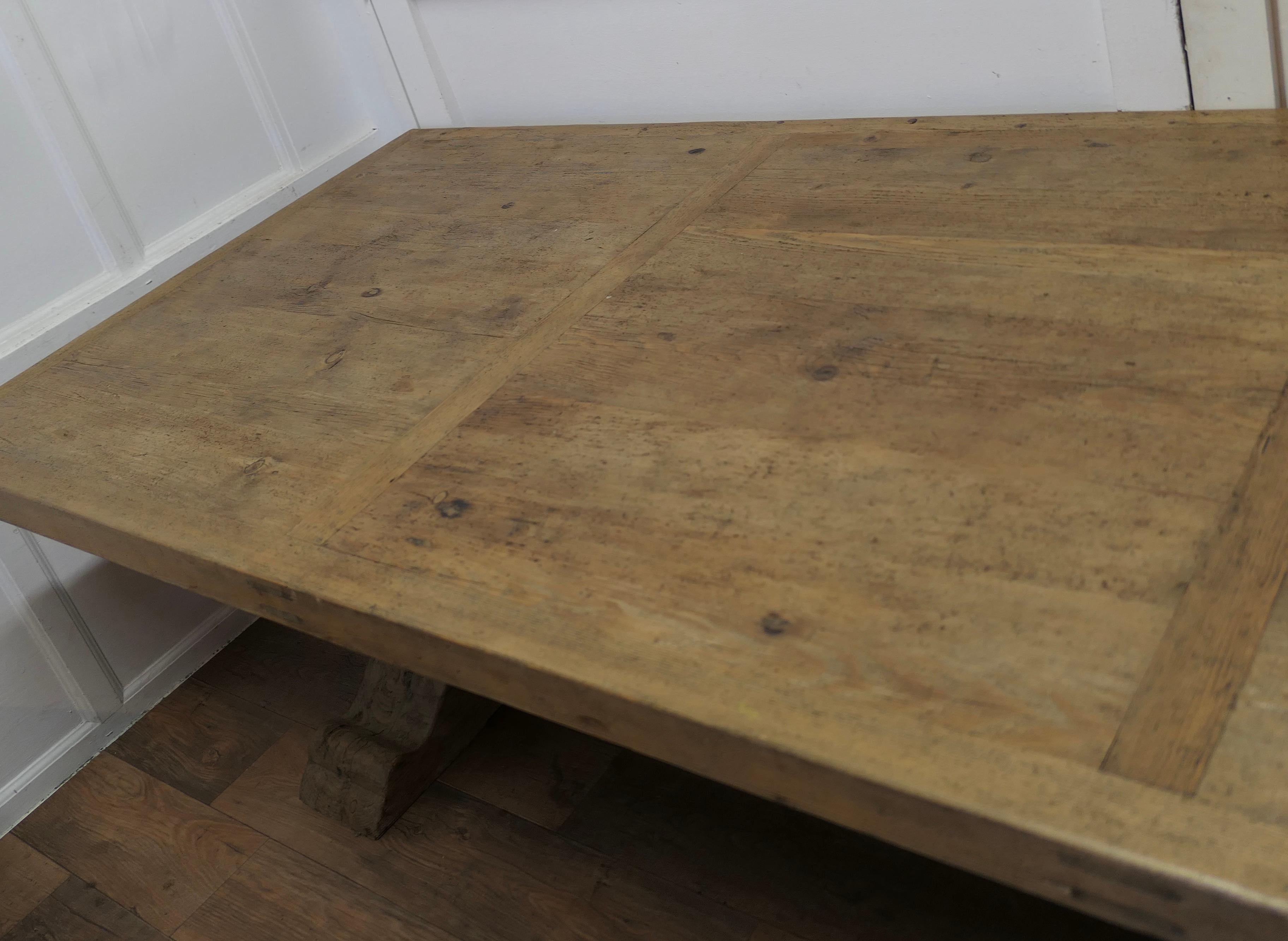 Large Pine Refectory Table With Matching Benches    For Sale 9