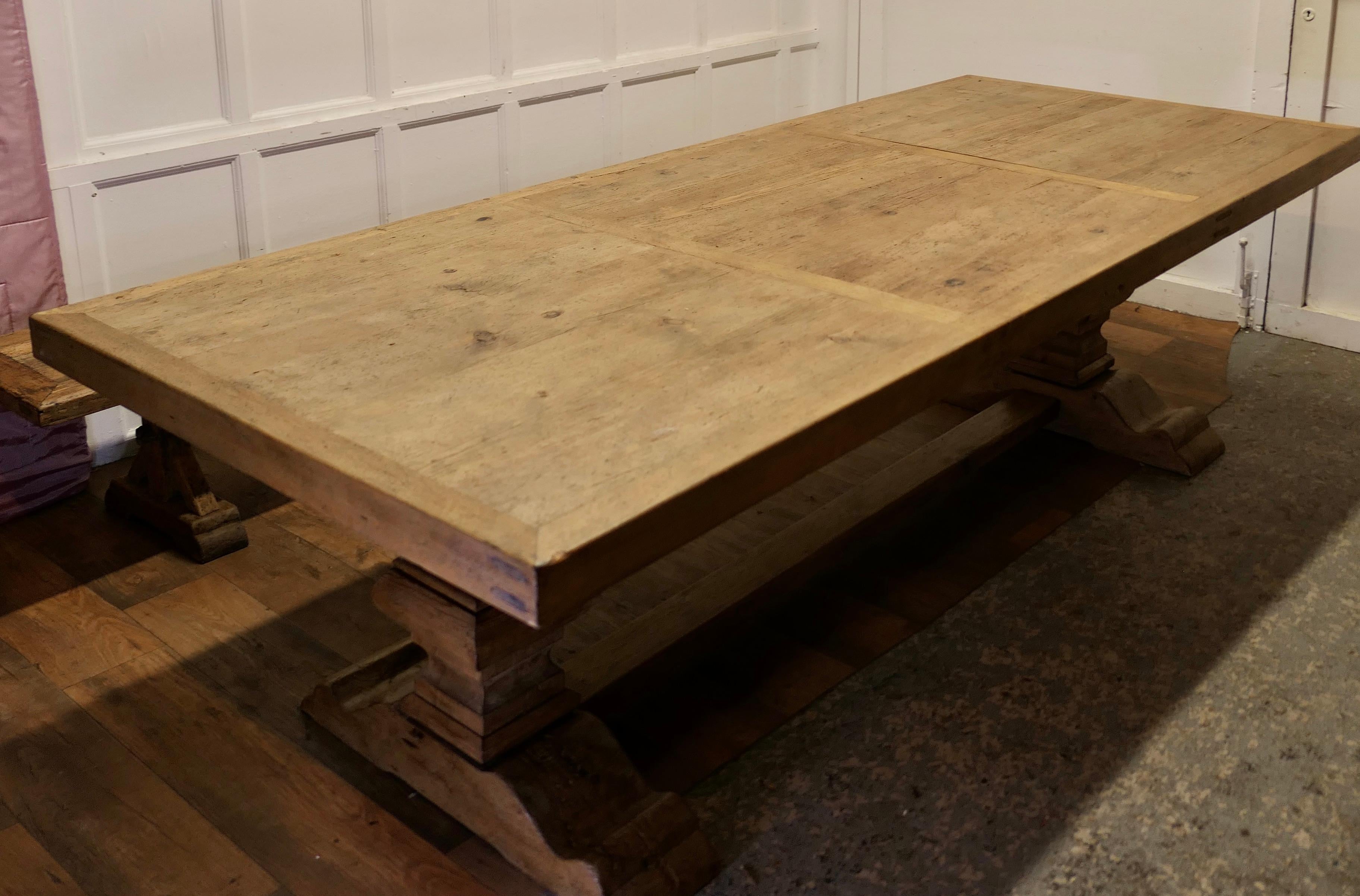 Large Pine Refectory Table With Matching Benches    For Sale 3