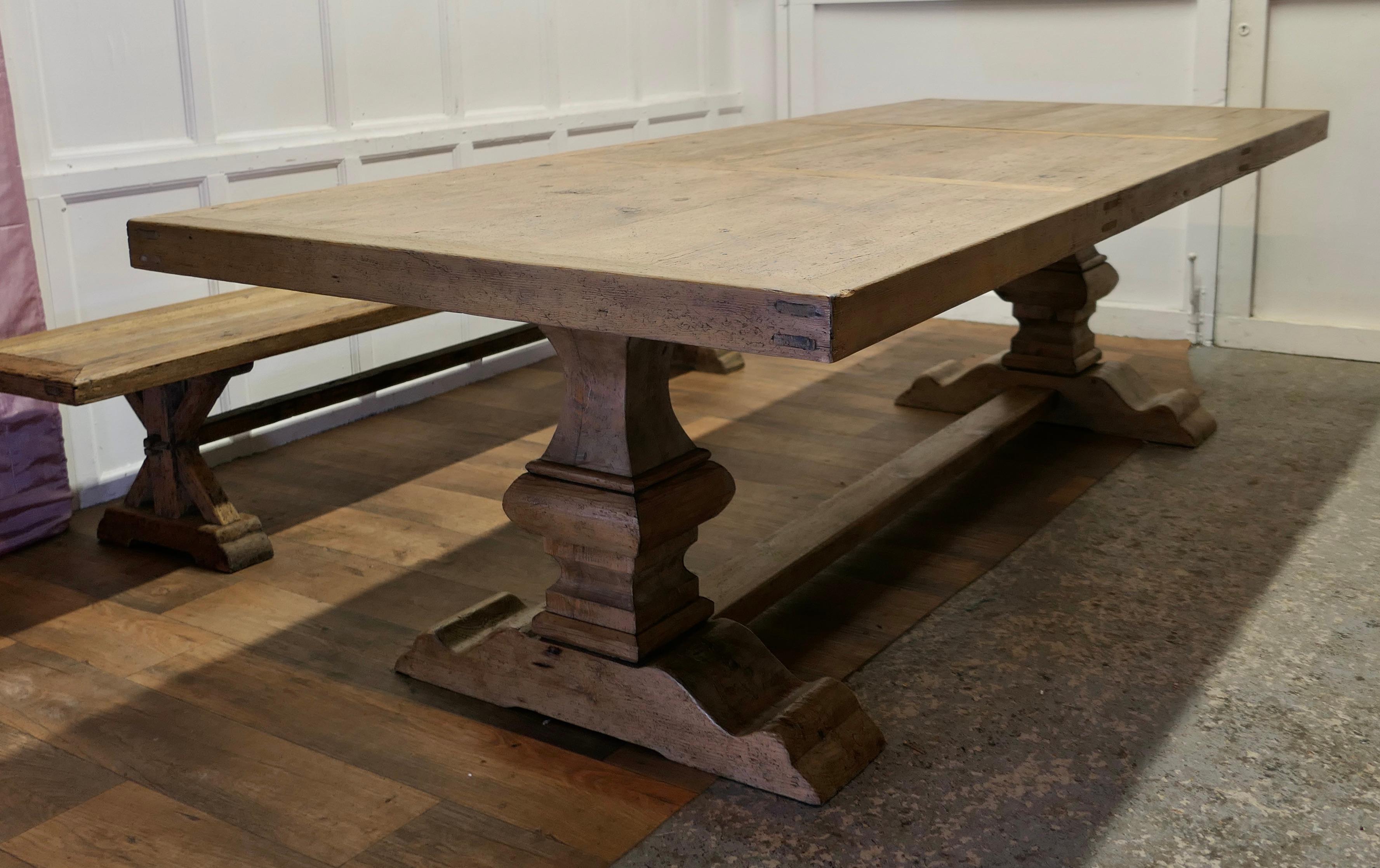 Large Pine Refectory Table With Matching Benches    For Sale 4