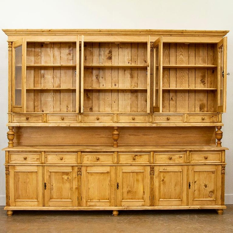 Large Pine Reproduction Bookcase Display Wall Unit at 1stDibs