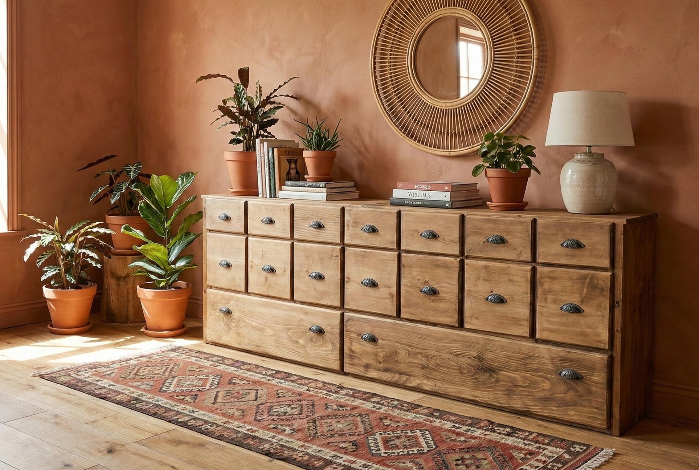 Grande armadio commerciale in pino del 1950 circa in vendita 13