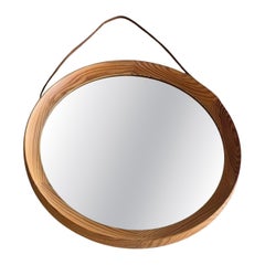 Large pine wall mirror by Uno & Östen Kristiansson for Luxus, Sweden 1960s