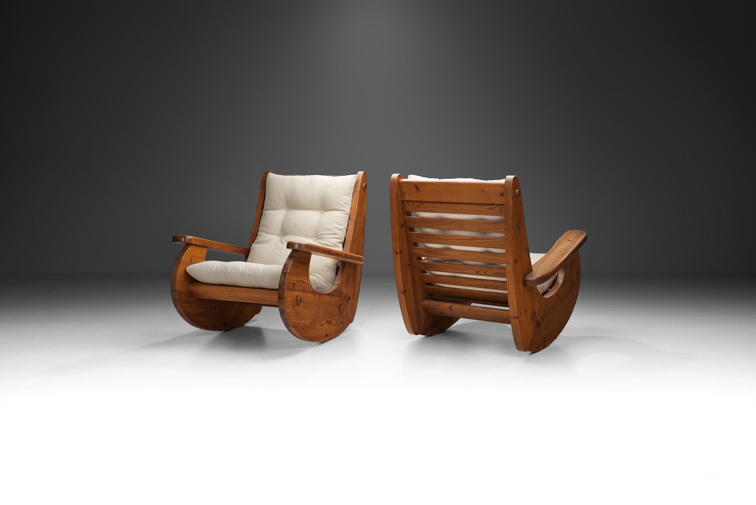 These rocking chairs, born from the era's penchant for Brutalist design, manage to strike an intriguing balance between the rugged and the refined. The 1970s marked a distinctive period in design, and the Brutalist movement, characterized by its