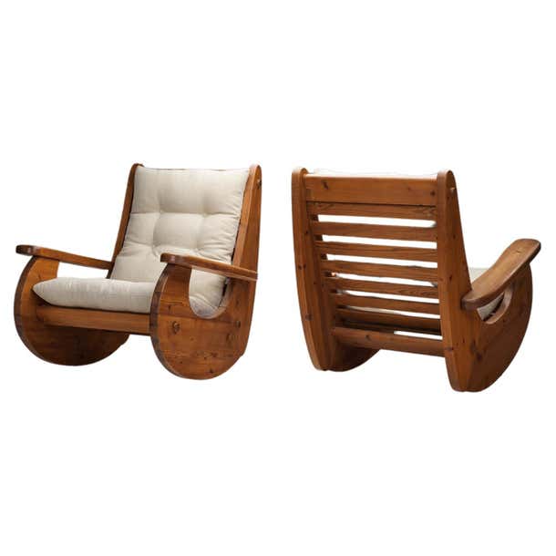 Large Pine Wood Rocking Chairs, The Netherlands 1970s For Sale at 1stDibs