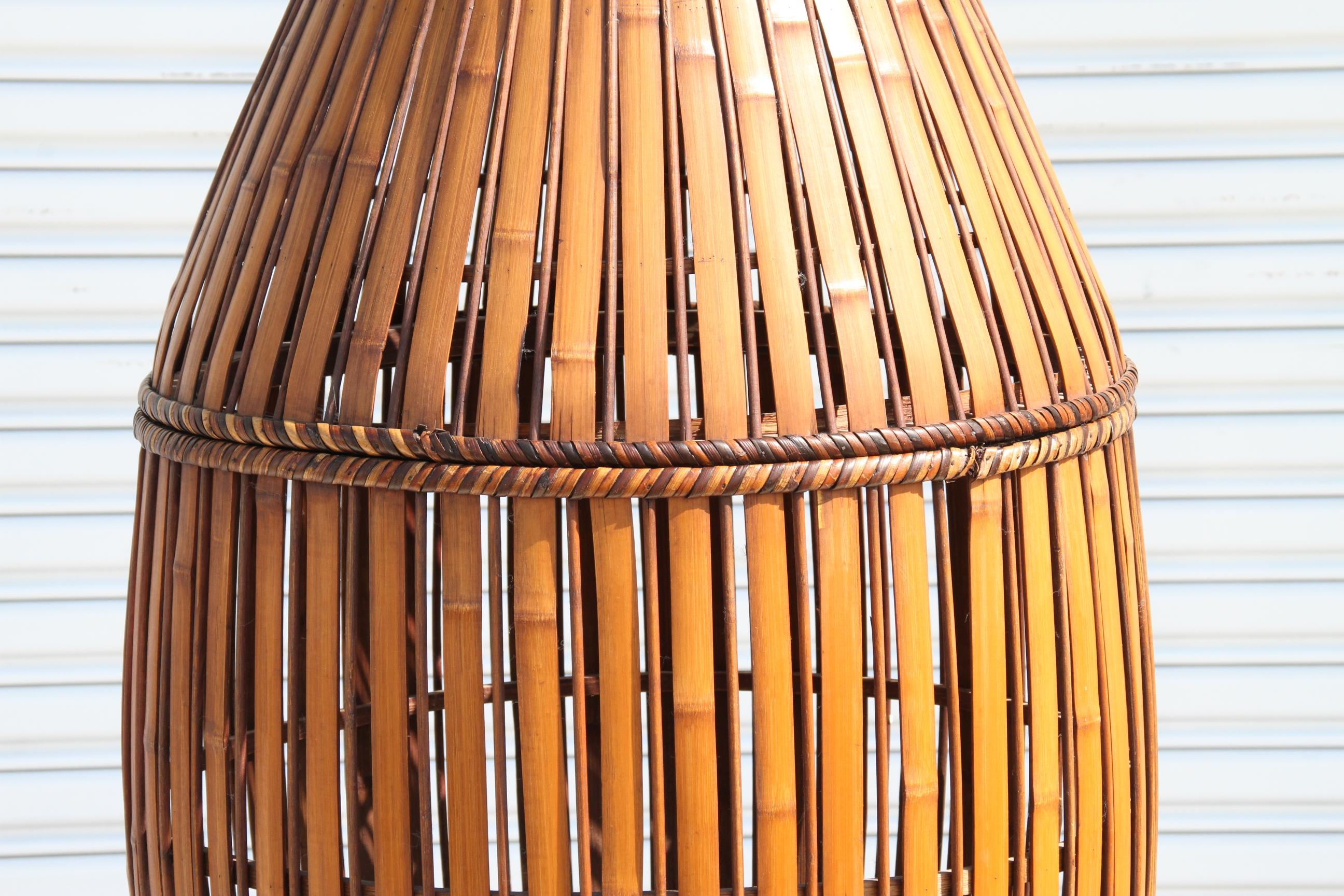 Bamboo Large Pineapple Shaped Basket on Stand For Sale