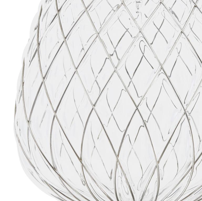 Large 'Pinecone' Suspension Lamp in Opaline Glass & Chrome for Fontana Arte 8