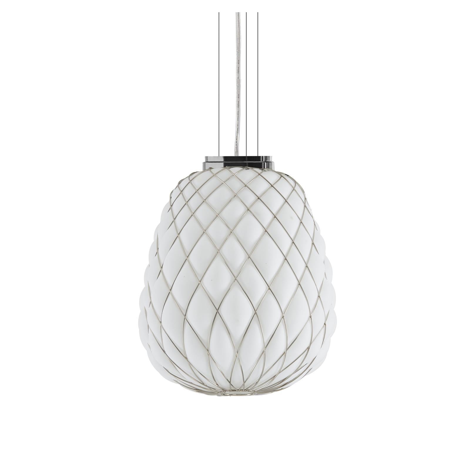 Grande lampada a sospensione 'Pinecone' in vetro trasparente e oro per Fontana Arte in vendita 6