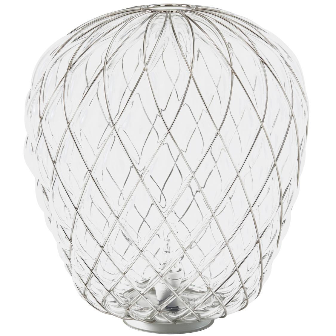 Large 'Pinecone' Table Lamp in Opaline Glass & Chrome for Fontana Arte 2