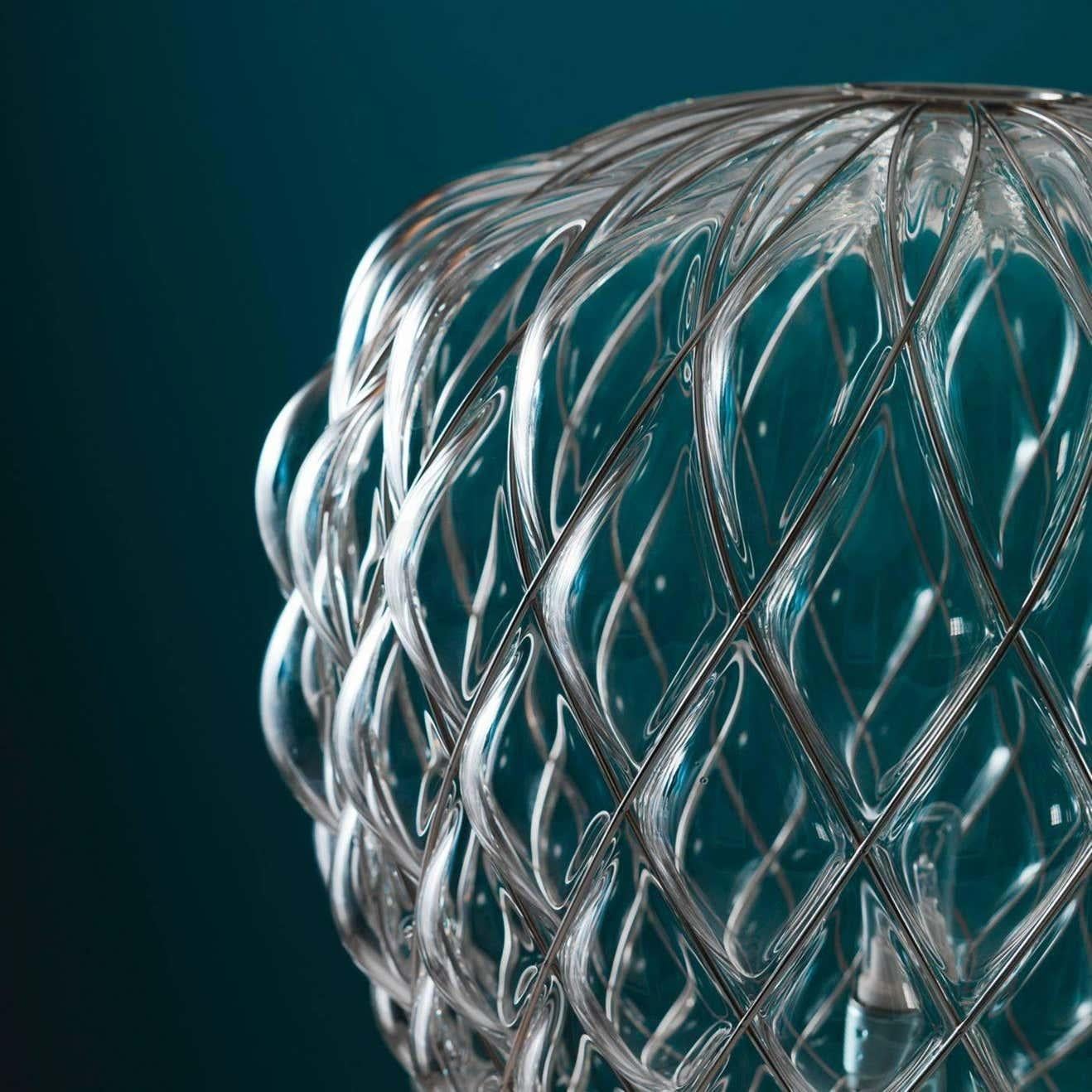 Large 'Pinecone' Table Lamp in Opaline Glass & Chrome for Fontana Arte 8