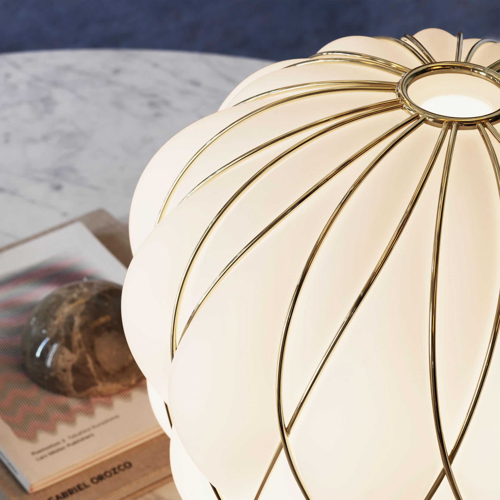 Large 'Pinecone' Table Lamp in Opaline Glass & Gold Metal for Fontana Arte 9