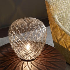 Large 'Pinecone' Table Lamp in Transparent Glass & Chrome for Fontana Arte