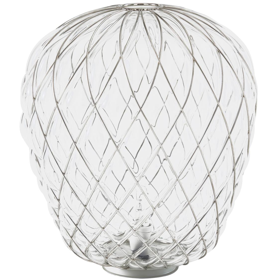 Mid-Century Modern Large 'Pinecone' Table Lamp in Translucent Glass & Chrome for Fontana Arte