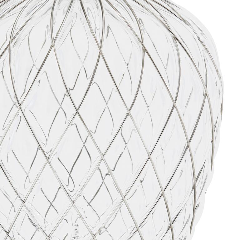 Italian Large 'Pinecone' Table Lamp in Translucent Glass & Chrome for Fontana Arte