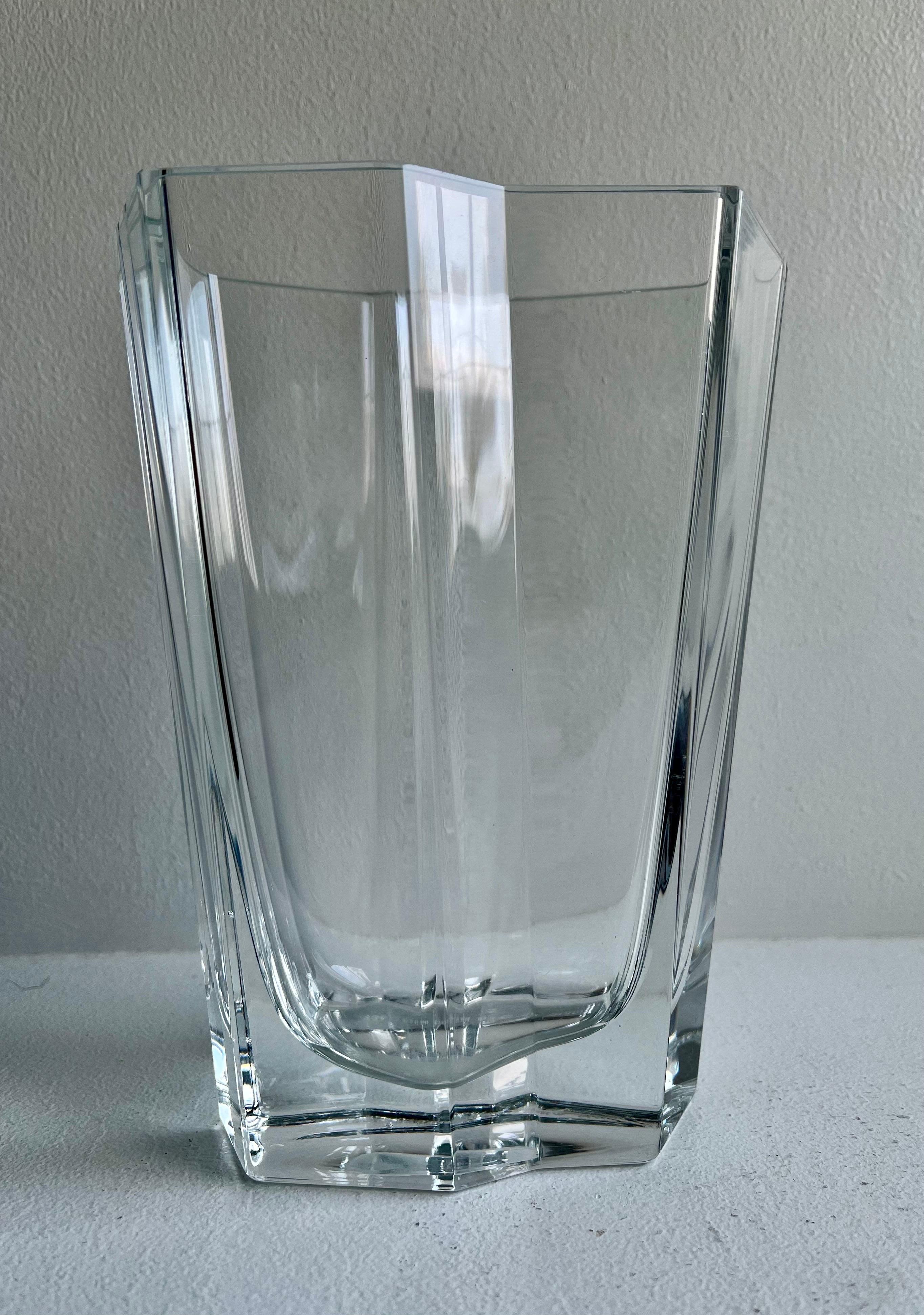 Scandinavo moderno Grande vaso di cristallo Pinja di Tapio Wirkkala per Iittala, Finlandia, 1988 in vendita