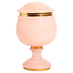 Large Pink Alabaster Jewelry Pedestal Bowl