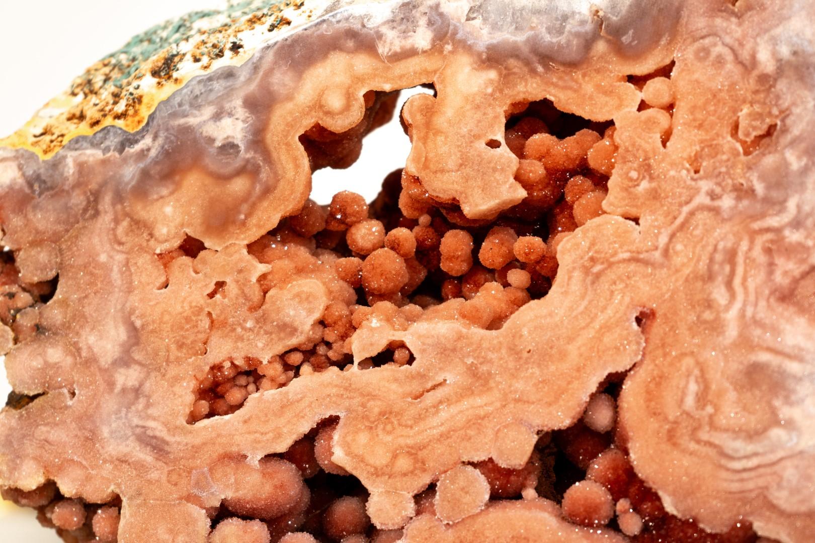 Pink Amethyst Geode Slab on Stand with Rare, Sparkly Coral-Pink Druzy In New Condition For Sale In Ametista Do Sul, BR