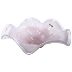 Large Pink and Clear Murano Glass Bowl, circa 1960