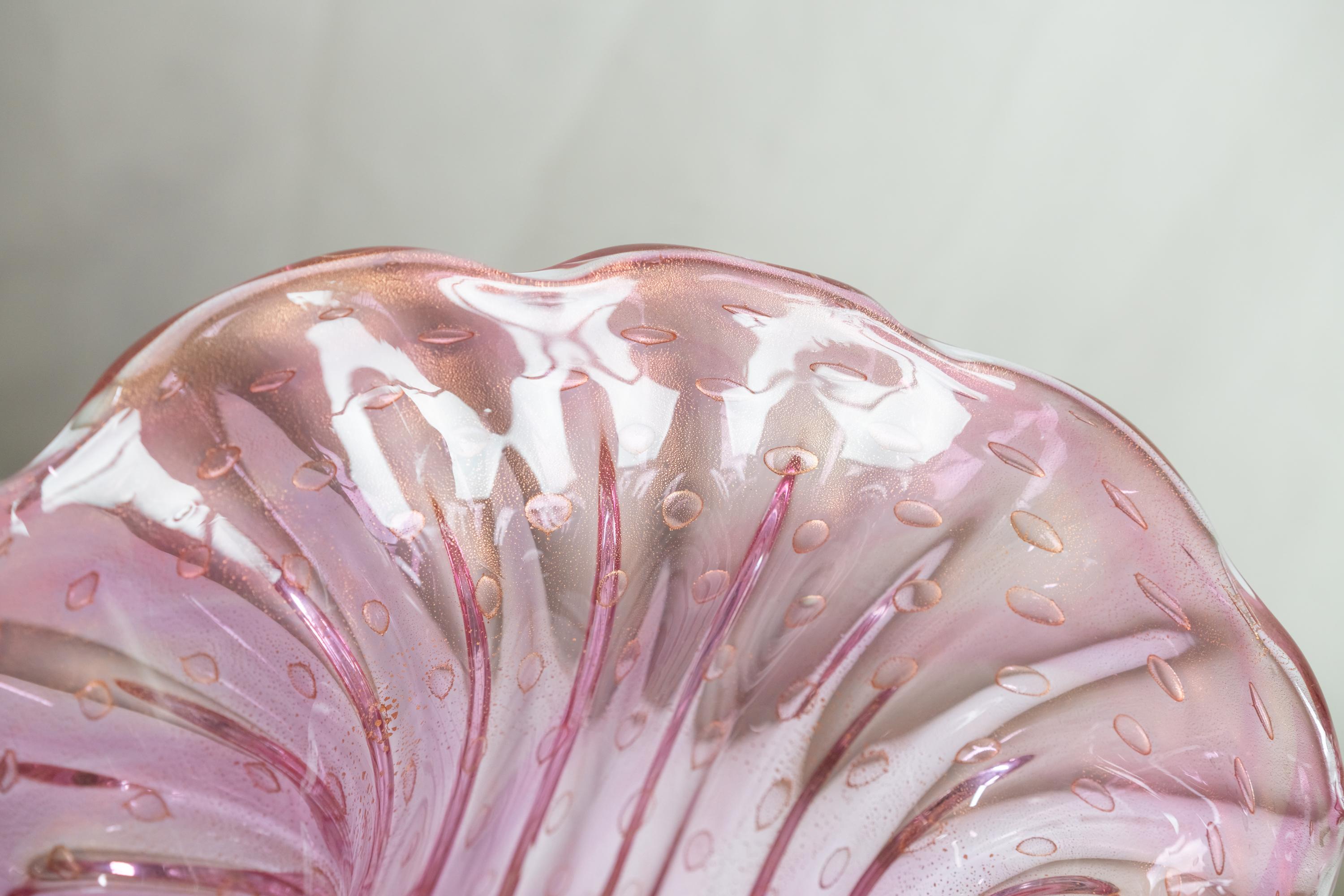 Grand vase en verre d'art de Murano rose et or pour Promemoria 5