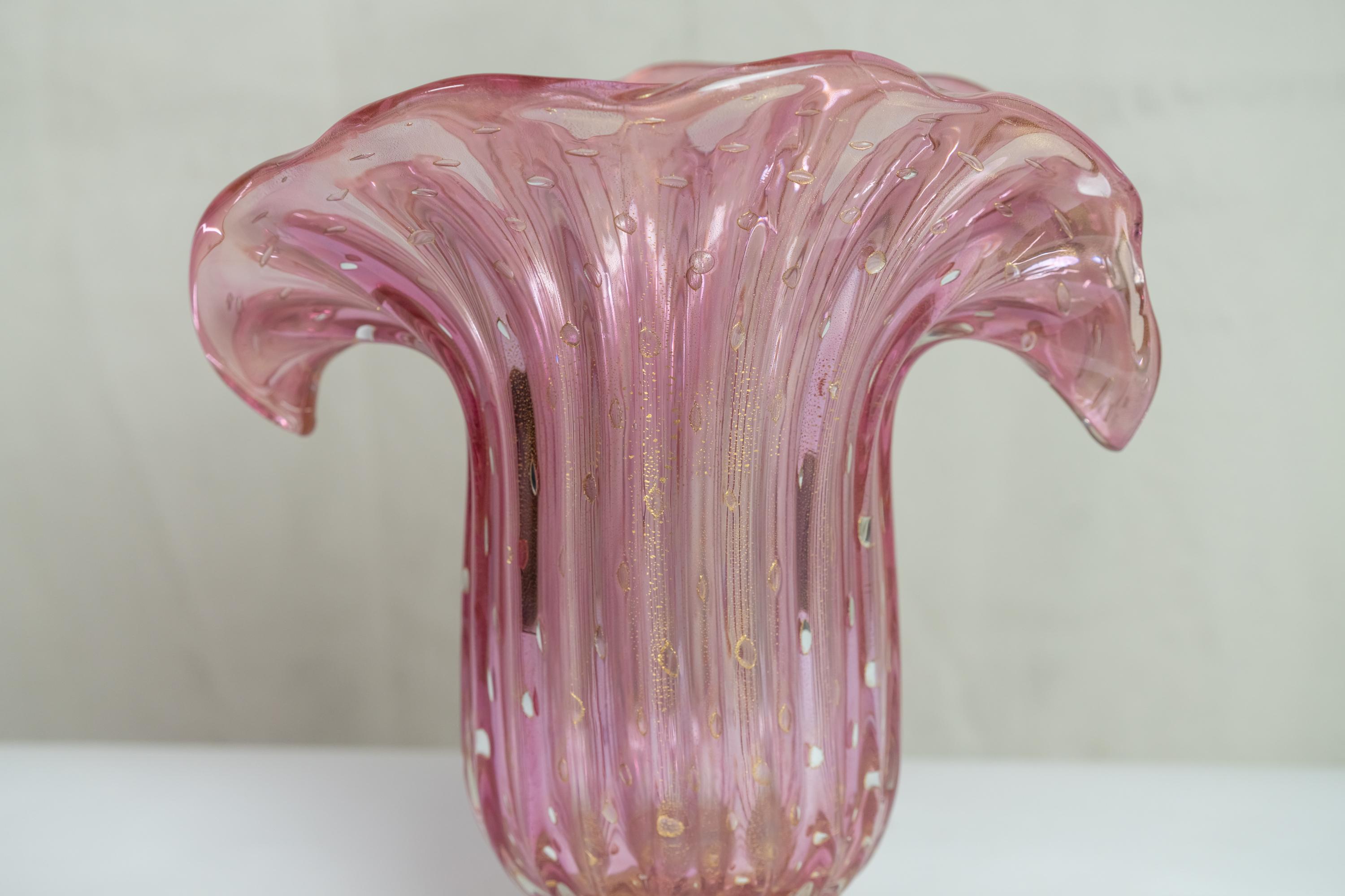 large pink glass vase