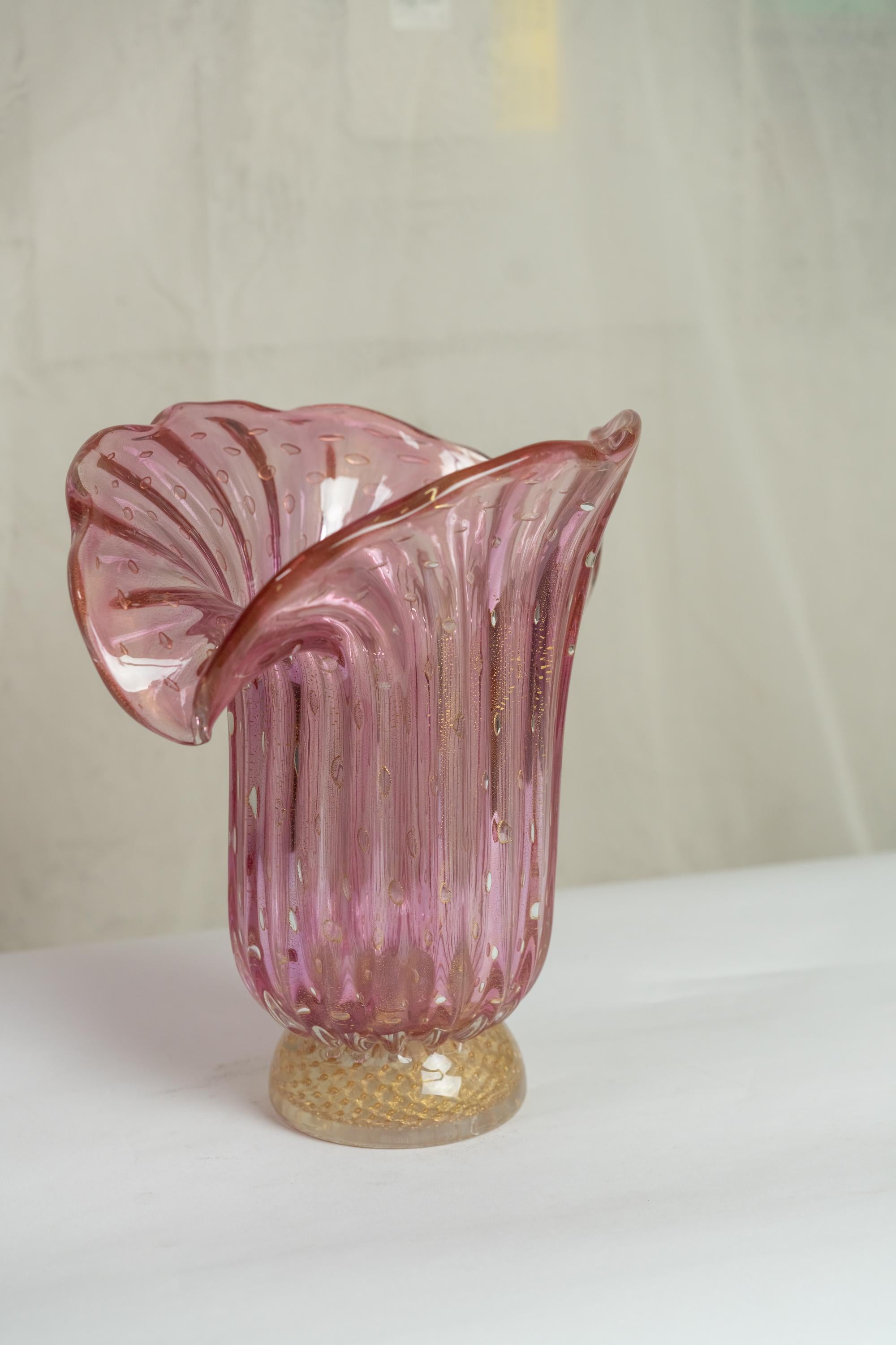 pink glass vase large