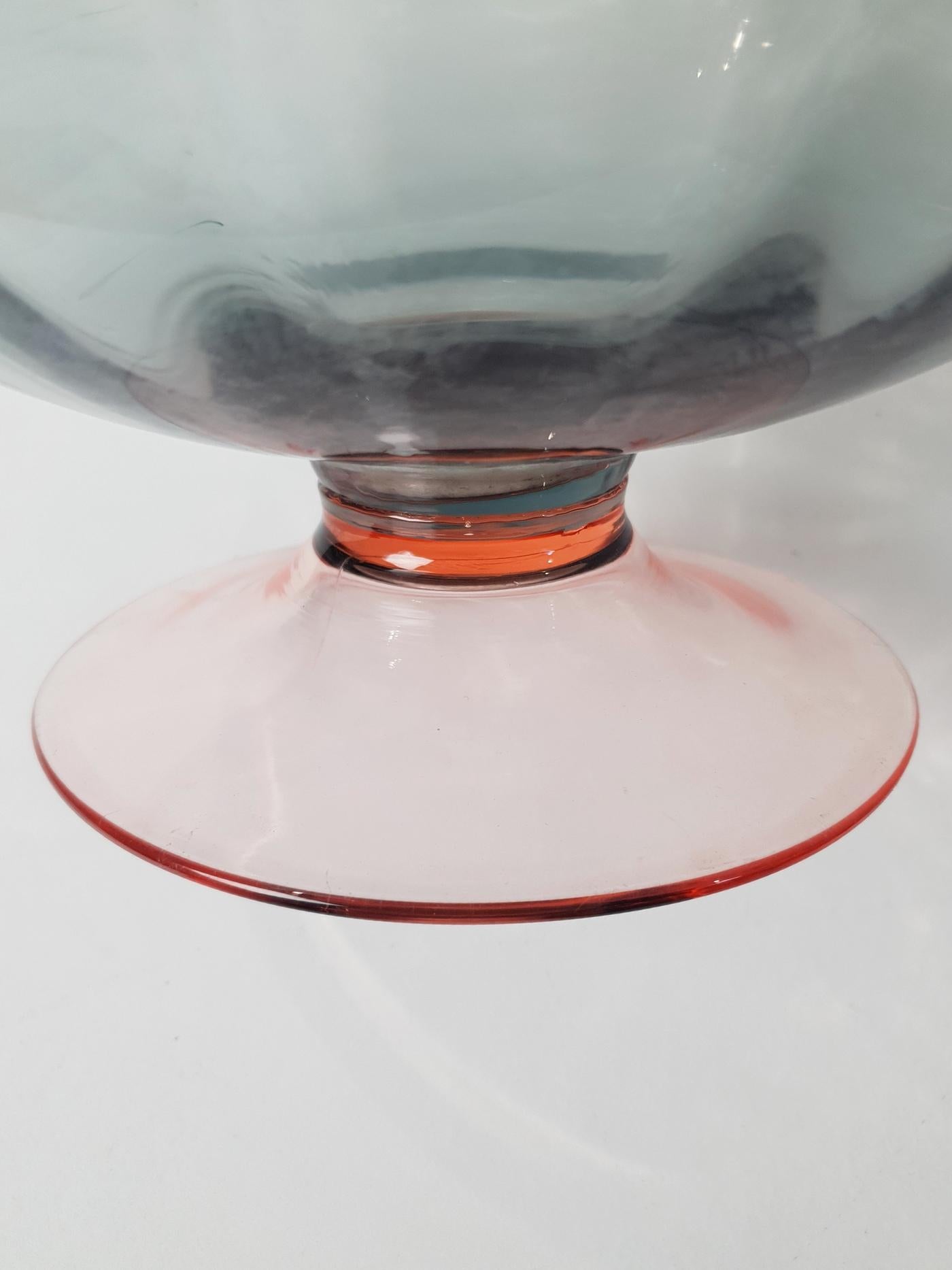 Grand vase en verre de Murano rose et gris en vente 2