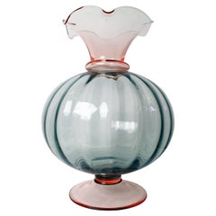 Grand vase en verre de Murano rose et gris