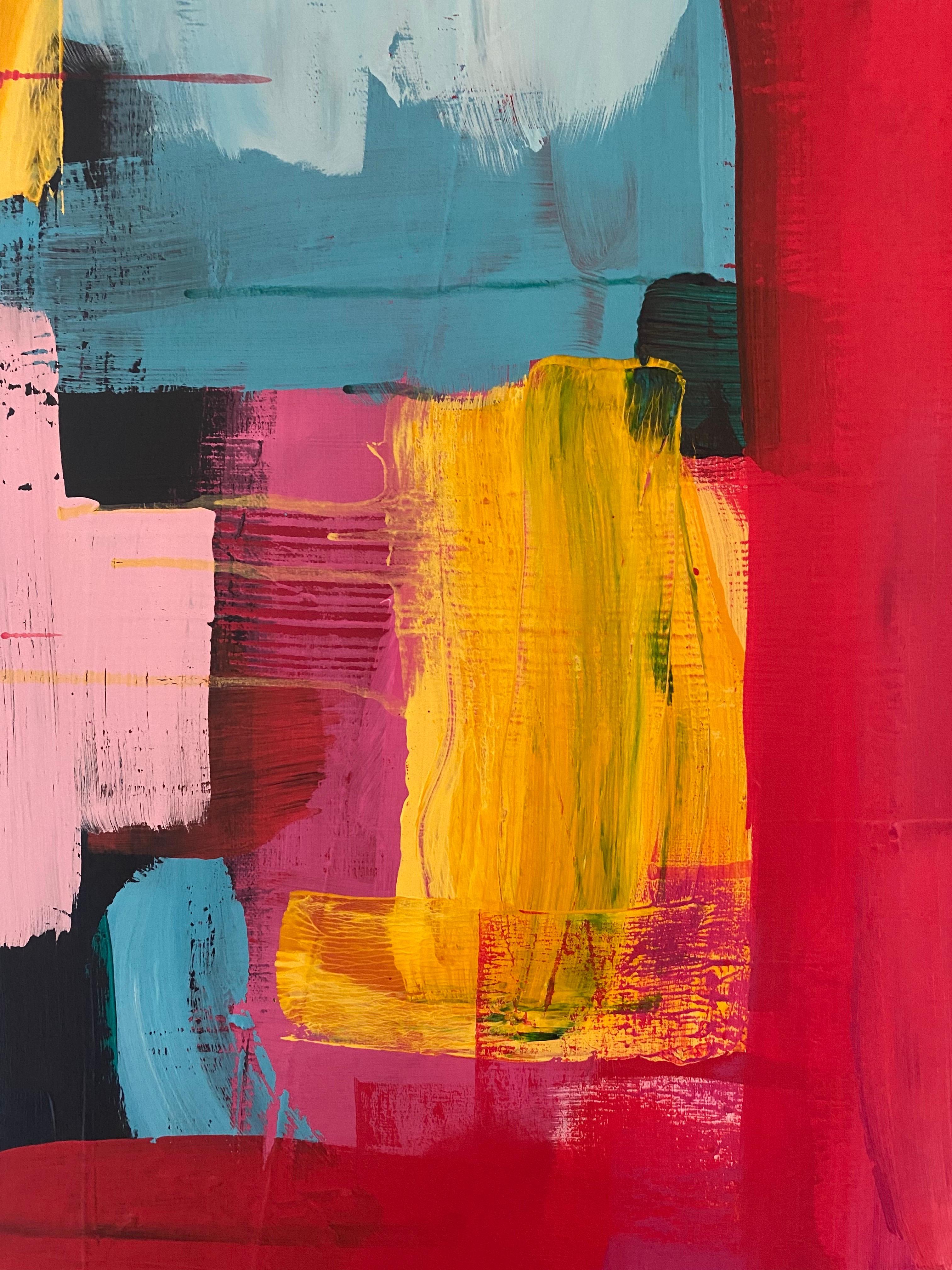 Large pink and red contemporary abstract painting by Rebecca Ruoff, 2024
Oil/Acrylic on canvas.